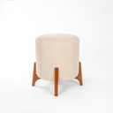 Ver imagem 1 de Puff Belluno Decorativo Tecido Linho Banqueta Redondo Pés de Madeira Maciça