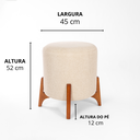 Ver imagem 3 de Puff Belluno Decorativo Tecido Linho Banqueta Redondo Pés de Madeira Maciça