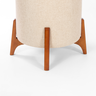 Puff Belluno Decorativo Tecido Linho Banqueta Redondo Pés de Madeira Maciça - 3