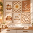 Ver imagem 2 de Kit 6 Quadros Infantil Girl Power Quarto Bebê 40x60 Moldura Madeira NO1