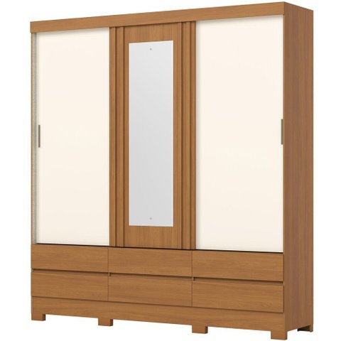 Guarda Roupa 3 Portas 6 Gavetas com Espelho B386 Henn