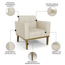 Ver imagem 5 de Sofá Namoradeira e 2 Poltronas Base Madeira Castanho Ana Veludo Luxo Off White - Ibiza
