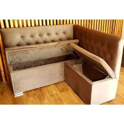 Conjunto Canto Alemão Baú Encosto Captone Suede (1,20x1,50):areia