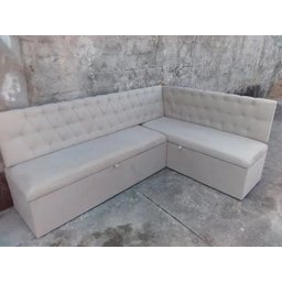 Conjunto Canto Alemão Baú Encosto Captone Suede (1,20x1,50):areia - 2