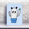 Placa MDF cacto panda fundo azul - 1