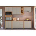 Ver imagem 1 de Cozinha Modulada Completa Allure 5 Peças (2aéreos+2balcões+1torrequente) Cp12 Jequitiba/gris