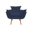 Ver imagem 2 de Kit Poltrona + Puff Decorativo Opala Suede Azul Marinho Pés Madeira Ms Decor