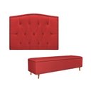 Ver imagem 1 de Kit Cabeceira Painel + Recamier Genova Suede Vermelho Dominic Decor