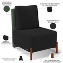Ver mais imagens de Poltrona Decorativa Sala Estar Living Pés Madeira Hungria L02 Couríssimo Verde Bouclê Preto
