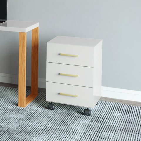 Gaveteiro para Escritório 3 Gavetas com Rodízios Industrial