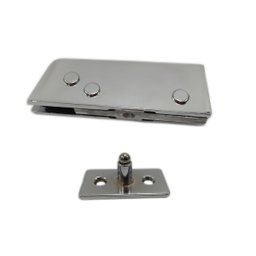 Dobradiça inferior + pivô para porta pivotante de vidro temperado blindex - Cromado - 2