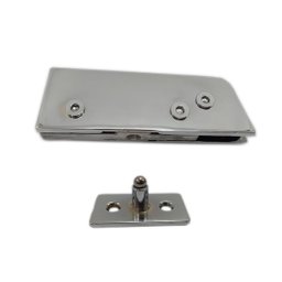 Dobradiça inferior + pivô para porta pivotante de vidro temperado blindex - Cromado - 1