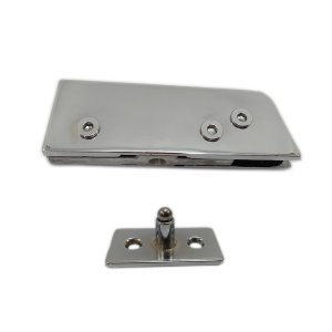Dobradiça inferior + pivô para porta pivotante de vidro temperado blindex - Cromado