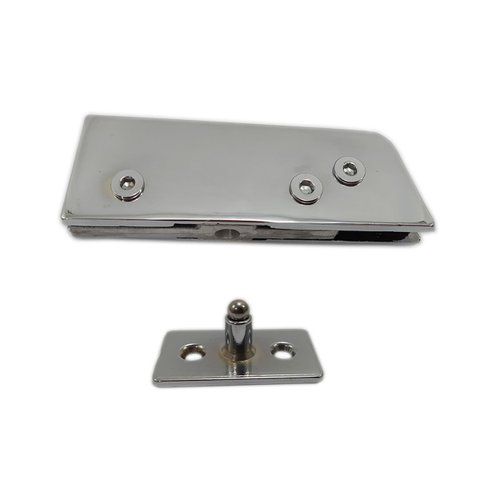 Dobradiça inferior + pivô para porta pivotante de vidro temperado blindex - Cromado
