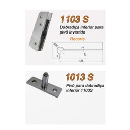 Dobradiça inferior + pivô para porta pivotante de vidro temperado blindex - Cromado - 3