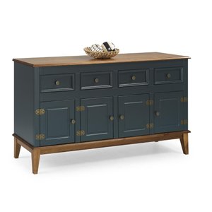 Balcão de Madeira Maciça 4 Portas e 4 Gavetas - Azul Petróleo