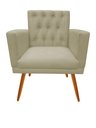 Ver imagem 3 de Kit Namoradeira + 1 Poltrona Decorativa Nina Capitonê Couro Bege Pés Madeira Ms Decor