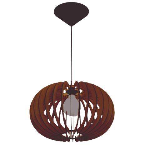 Luminária Teto tipo Pendente URANO MDF - Completa - Cor: Marrom