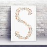 Placa MDF letra S flores floral - 1