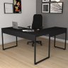 Mesa para Escritório em L Seriema Estilo Industrial Preto - Fitmobel - 2