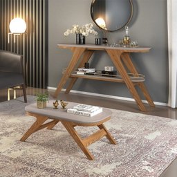 Aparador E Mesa De Centro 21186X21187 Carvalho Europeu Amarula Dj Moveis - 5