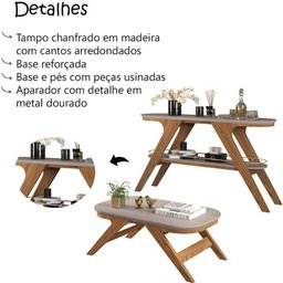 Aparador E Mesa De Centro 21186X21187 Carvalho Europeu Amarula Dj Moveis - 4