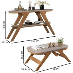 Aparador E Mesa De Centro 21186X21187 Carvalho Europeu Amarula Dj Moveis - 3