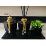 Kit Banheiro Vidro Preto Gold Vaso Difusor Sabonete Bandeja - 1