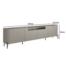 Rack com 4 Portas Lisas 220cm para Sala 100% Mdf Pés Metal - 2