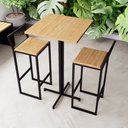 Ver imagem 1 de Conjunto Mesa Alta Bar Bistrô Quadrada 2 Banquetas Confort Pinus Industrial Black Don Castro Decor I