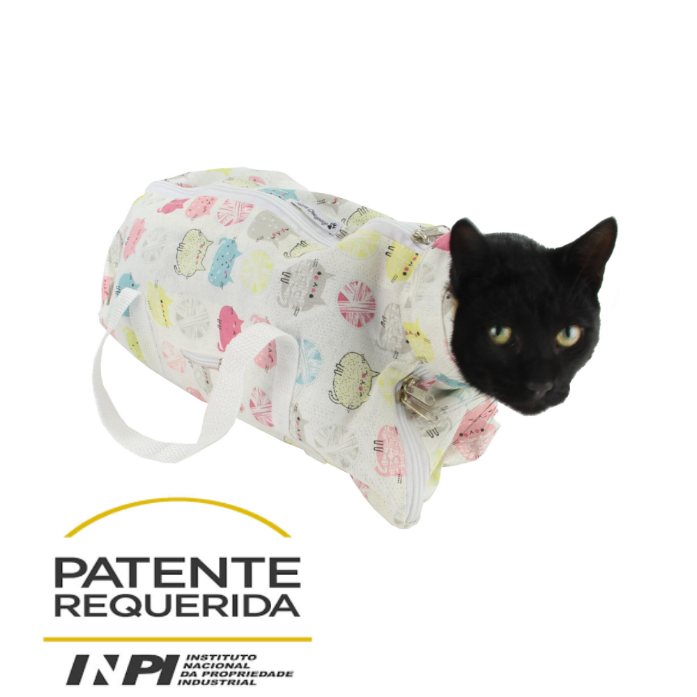 Bolsa de Contenção Gato Cachorro Imobiliza Animais Pet Bege - 4