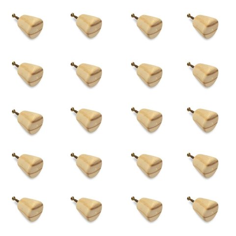 Kit 20 Puxadores de Madeira Redondos para Móveis Gavetas Armários Modelo Cone