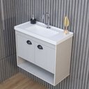 Ver imagem 5 de Gabinete Armário para Banheiro 60cm Mdf com Cuba - Crotone Lineo