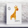 Placa MDF animal girafa amarelo - 1