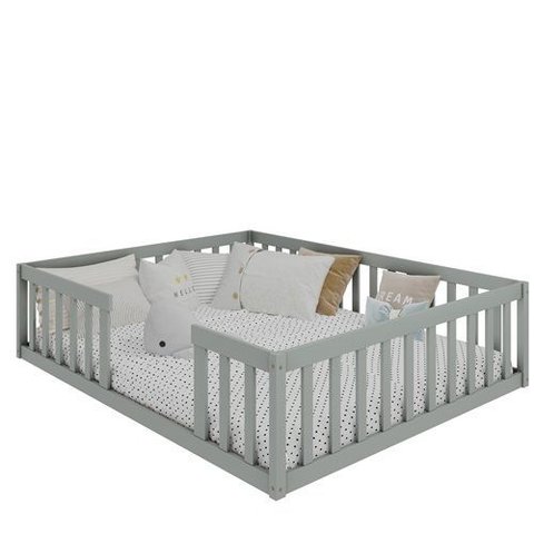 Cama Queen Montessoriane com Grade Cinza