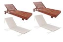 Ver imagem 1 de Jogo 2 Espreguiçadeira Allegra Madeira Maciça Piscina Lazer Nogueira Proteção Uv e Colchonetes Branc