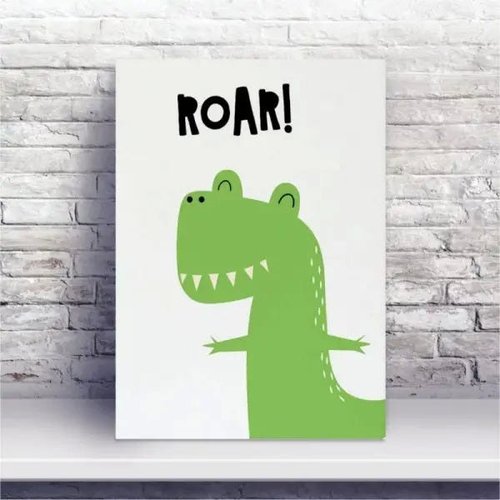 Placa MDF Desenho Dinossauro Verde Roar