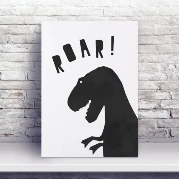 Placa MDF Desenho Dinossauro Verde Roar