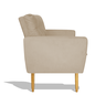 Poltrona Decorativa Emily Suede Bege Pés Madeira - Siloé Decor - 3