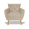 Poltrona Decorativa Emily Suede Bege Pés Madeira - Siloé Decor - 1