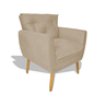 Poltrona Decorativa Emily Suede Bege Pés Madeira - Siloé Decor - 2