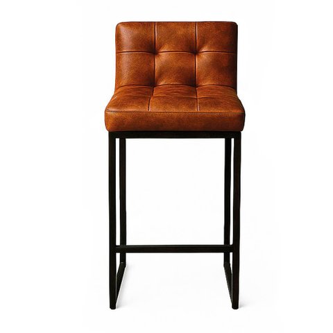 Banqueta Cozinha Alta com Encosto Industrial Preto Lirina Pu C05 - D’Rossi