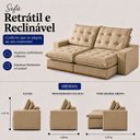 Ver imagem 3 de Sofá Milão Retrátil e Reclinável 290m - Bege