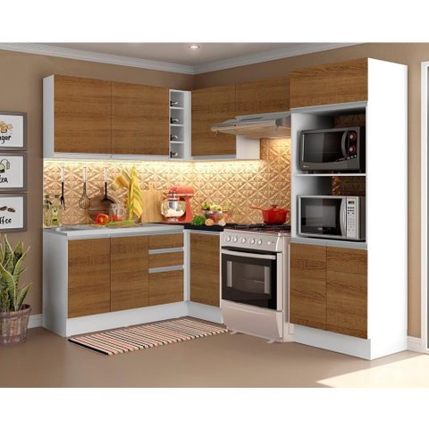 Cozinha de Canto Completa Acordes Glamy 100% MDF Madesa