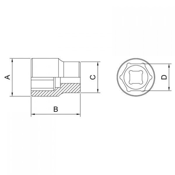 Soquete Sextavado 12mm Encaixe 3/8" Tramontina PRO - 2