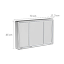 Ver imagem 3 de Armário Banheiro Espelheira Sobrepor | Com Perfil de Alumínio | 73x11,3x45cm | 03 Portas | Astra