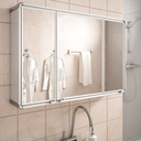 Ver imagem 2 de Armário Banheiro Espelheira Sobrepor | Com Perfil de Alumínio | 73x11,3x45cm | 03 Portas | Astra