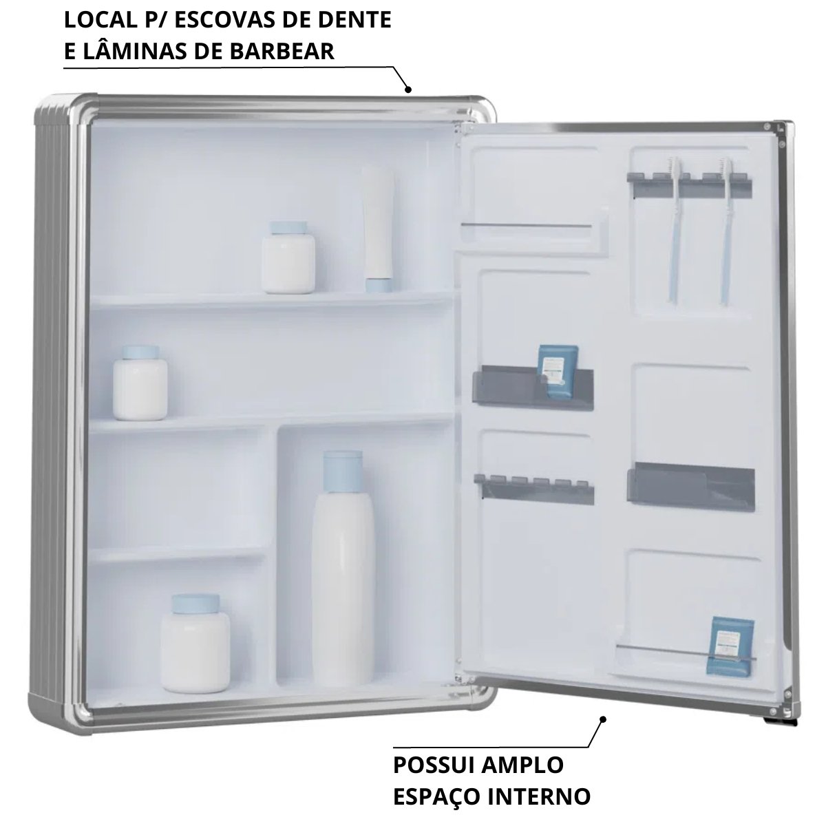 Espelheira para Banheiro 1 Porta 44cmx58cm Astra - 4