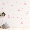 Adesivo Decorativo de Parede Infantil 300 Bolinhas 30 Nuvens Cinza e Rosa - 1