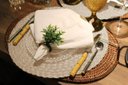 Ver imagem 2 de Jogo Lugar Americano Redondo Bege 38cm Feito à mão Sousplat Decoração Mesa Jantar Descanso Prato